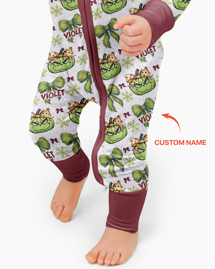 Custom Name Grumpy Green Christmas Bamboo Convertible Zippy