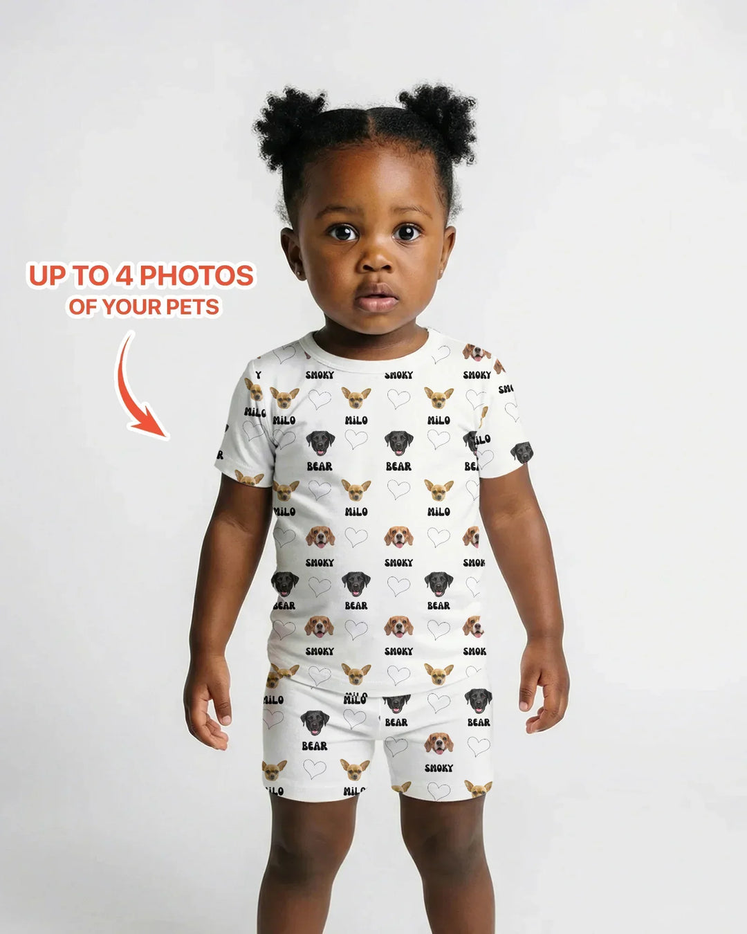 Custom Name and Pet Photos Bamboo Two Piece Short Sleeve Shorts Pajama Set