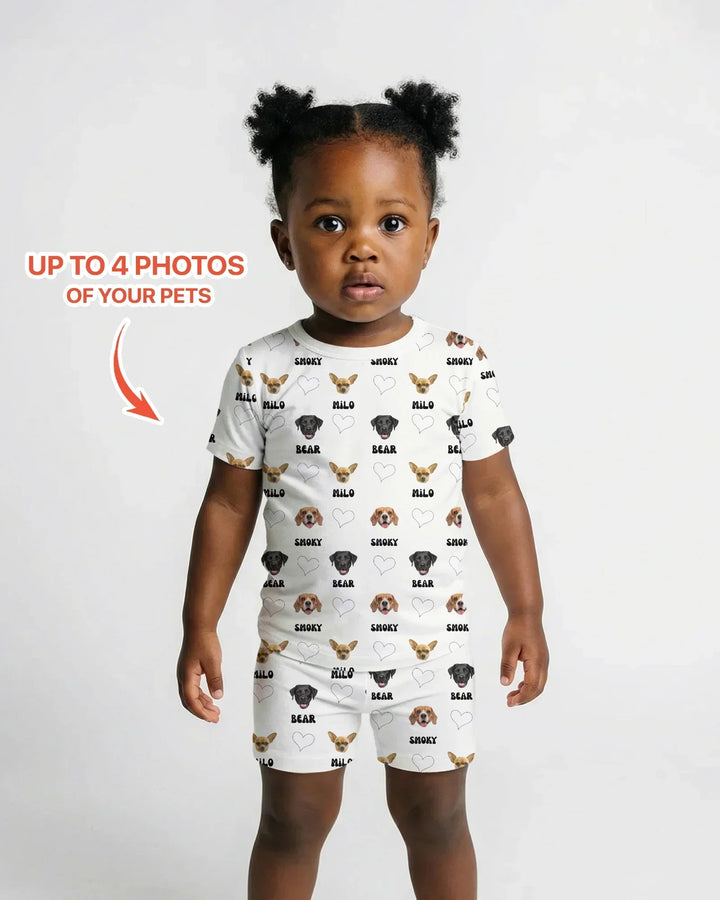 Custom Name and Pet Photos Bamboo Two Piece Short Sleeve Shorts Pajama Set