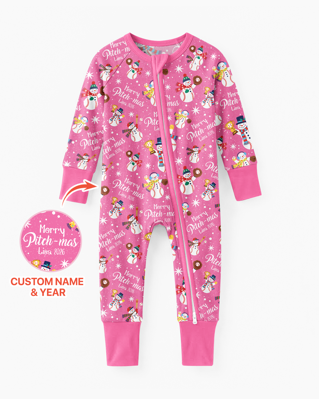 Custom Baseball Christmas Bamboo Convertible Zippy