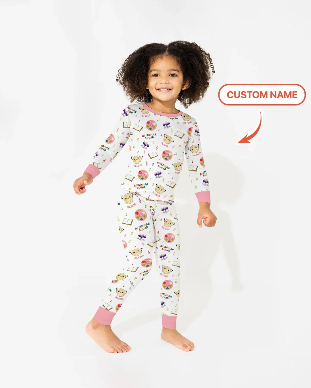 Custom Name Passover Afikoman Squad Bamboo Two Piece Long Sleeve Pajama Set
