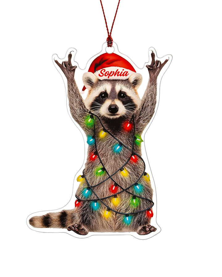 Tangled Raccoon Christmas Acrylic Ornament