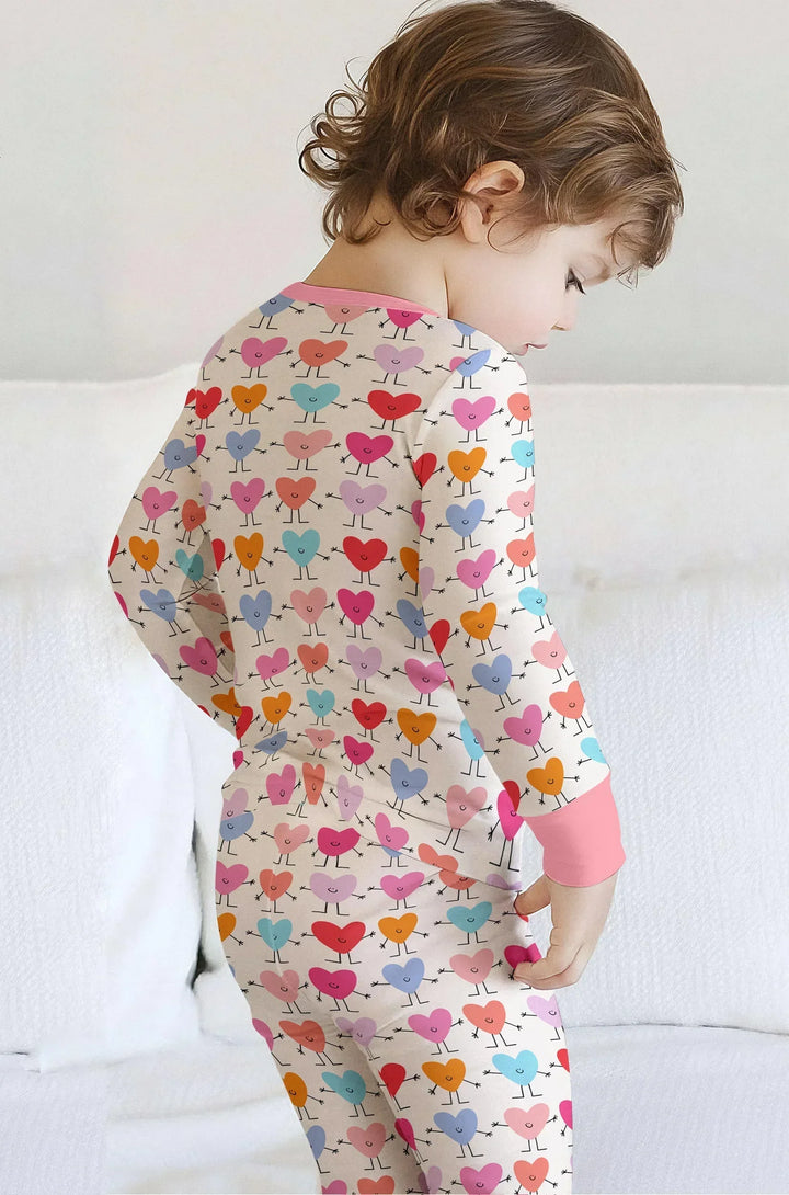 Sweet Hearts Bamboo Two Piece Long Sleeve Pajama Set