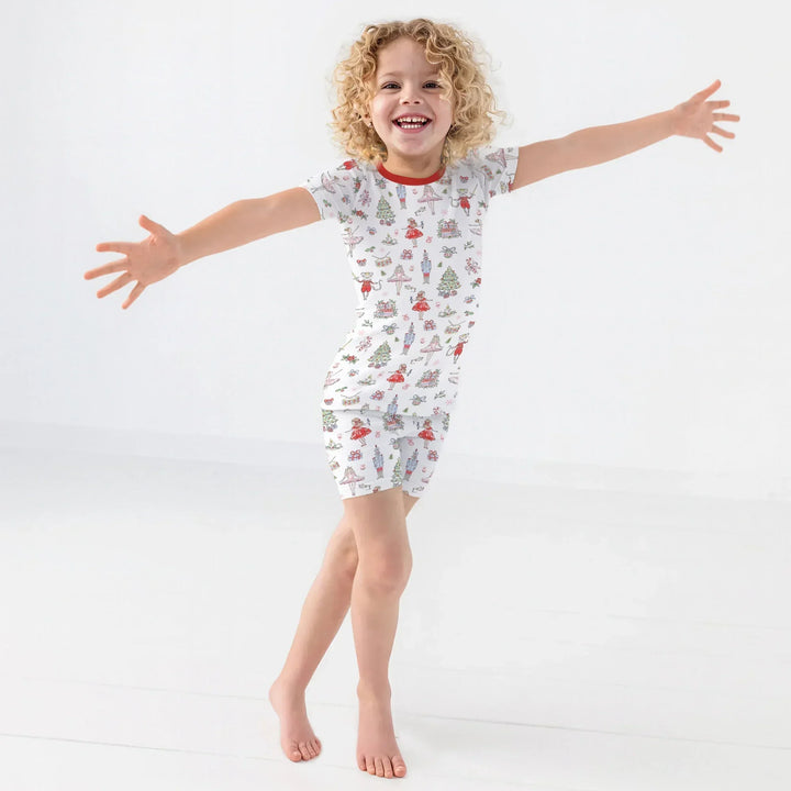Sweet Nutcracker Holiday Matching Mom And Baby Bamboo Two Piece Short Sleeve Shorts Pajama Set