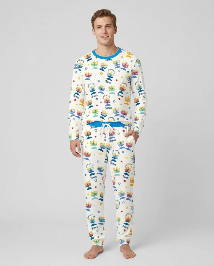 Let's Get Lit Hanukkah Bamboo Men's Pajama Set