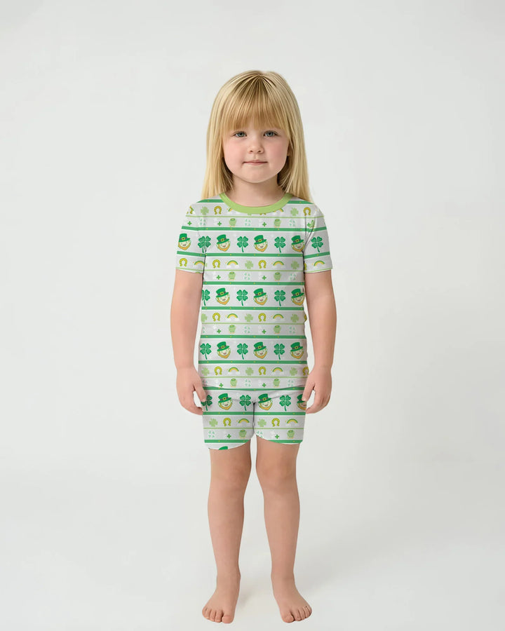 Happy Saint Patrick's Day Bamboo Two Piece Short Sleeve Shorts Pajama Set
