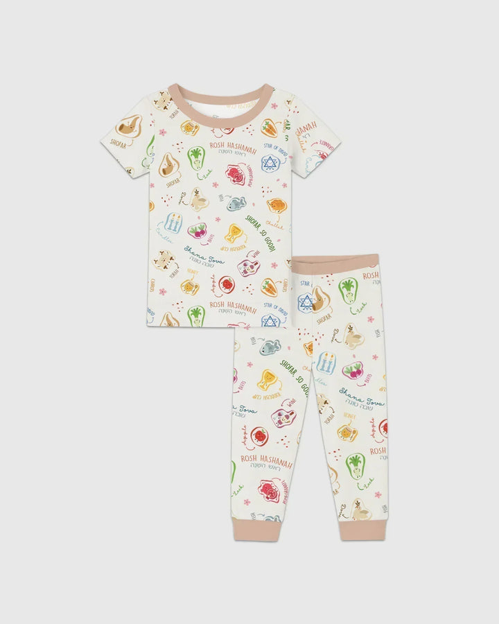 Happy Rosh Hashanah Bamboo Two Piece Short Sleeve Pajama Set