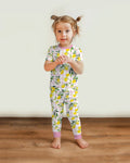 Mediterranean Lemons Family Matching Bamboo Two Piece Short Sleeve Pajama Set