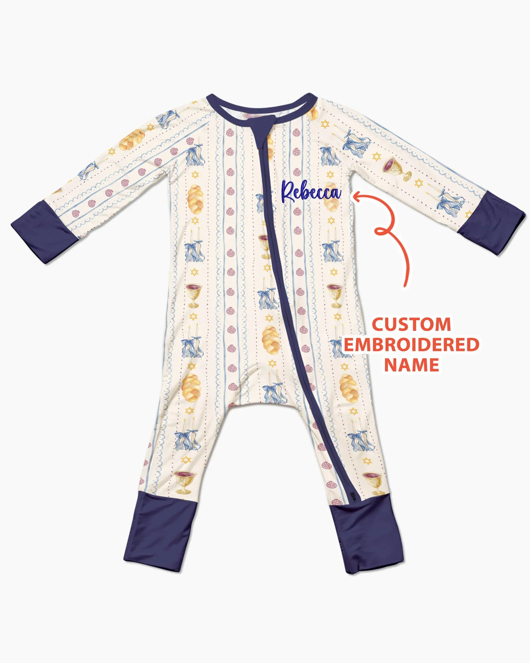 Custom Embroidered Name Shabbat Matching With Mom Bamboo Convertible Zippy