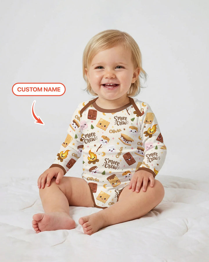 Custom Name Kawaii S'more Crew Family Matching Bamboo Bodysuit