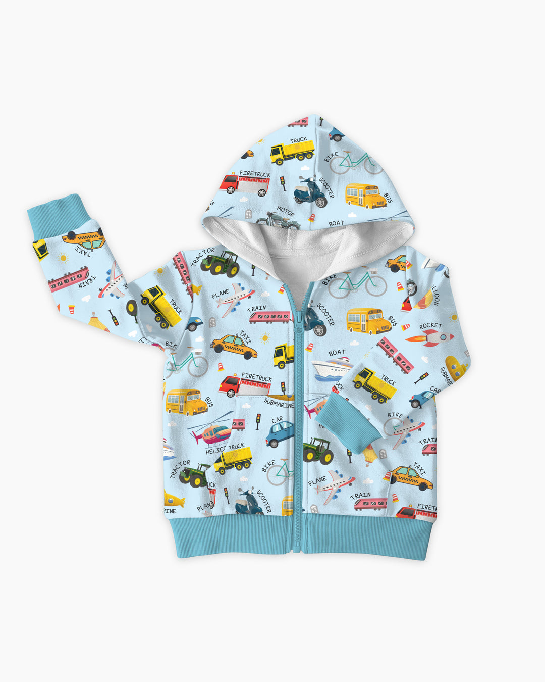 Vehicle Vocabulary Bamboo Zip Hoodie