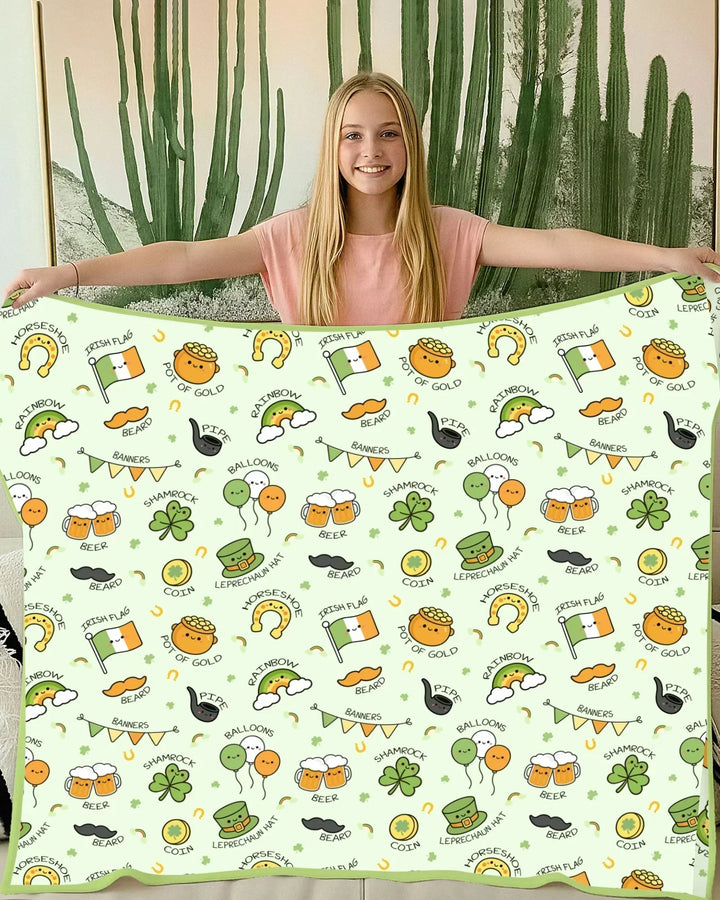 Kawaii St Patrick's Day Bamboo Blanket