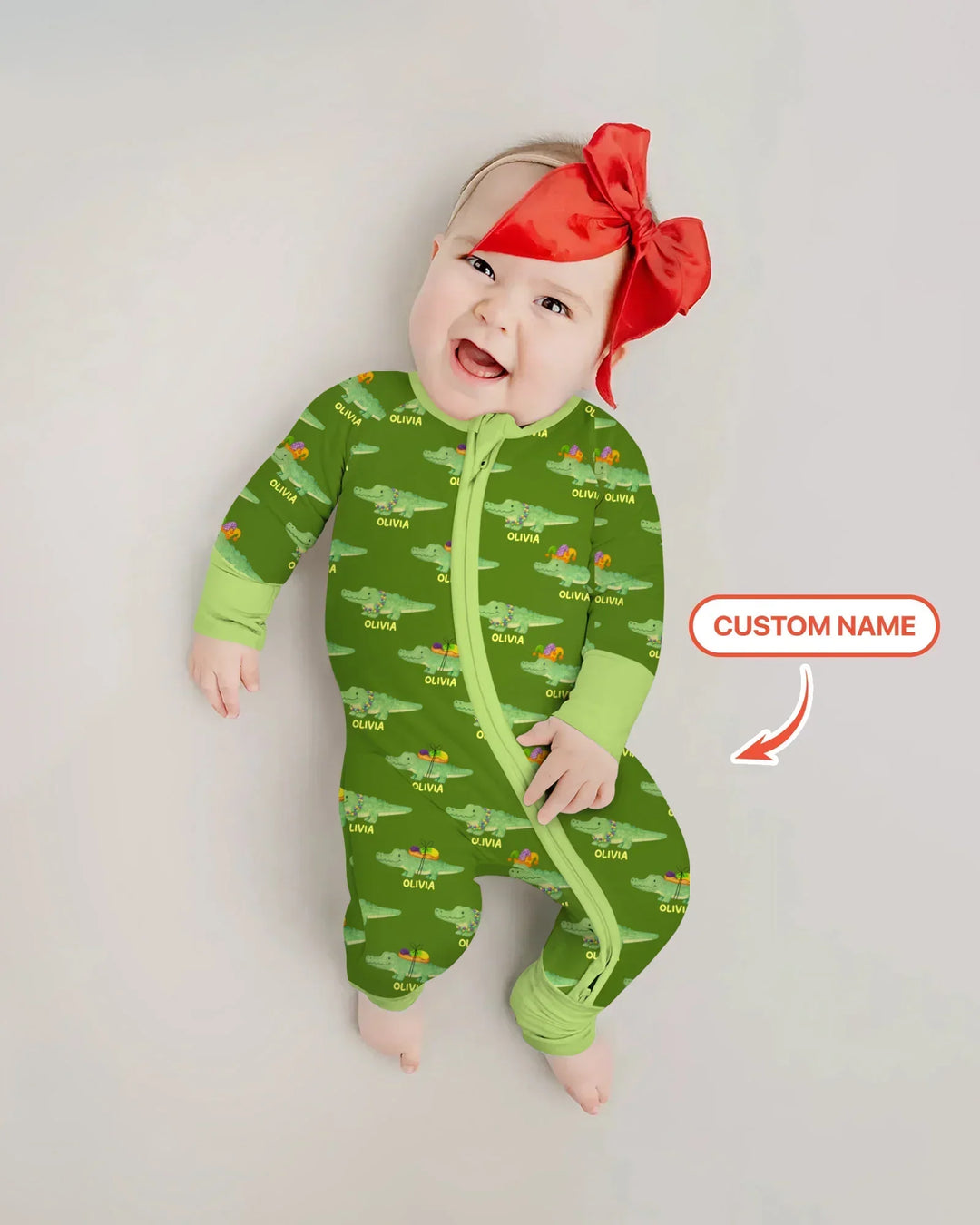 Custom Name Mardi Gras Gator Bamboo Convertible Zippy