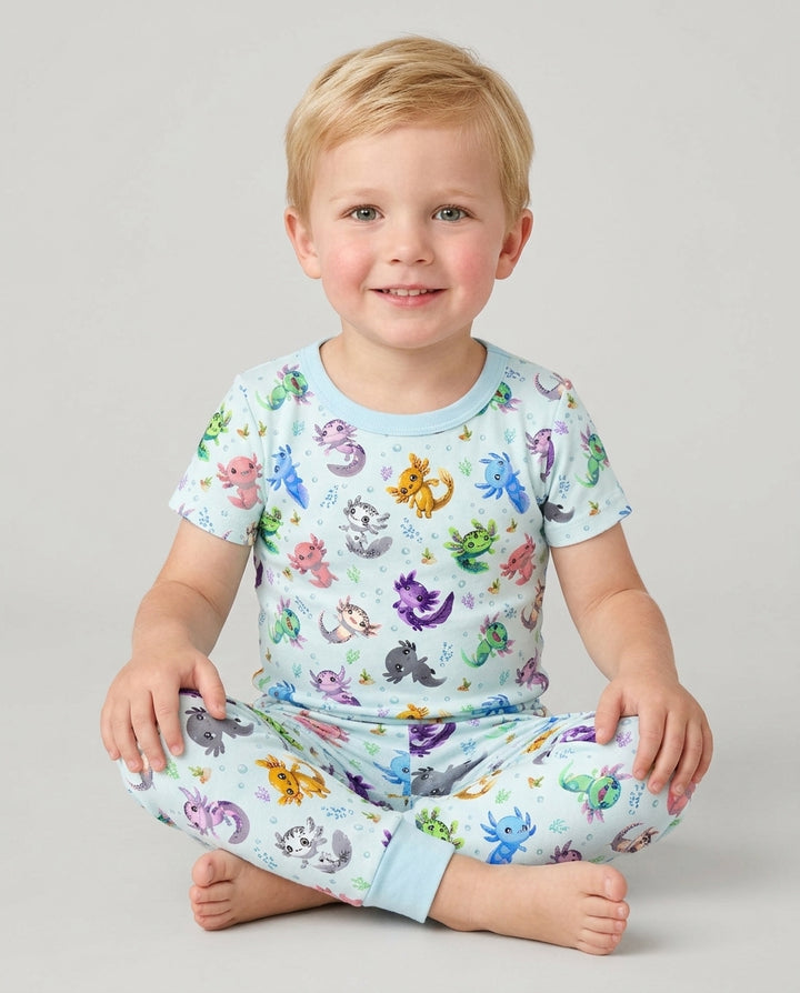 I Love You Axolotl Bamboo Two Piece Short Sleeve Pajama Set
