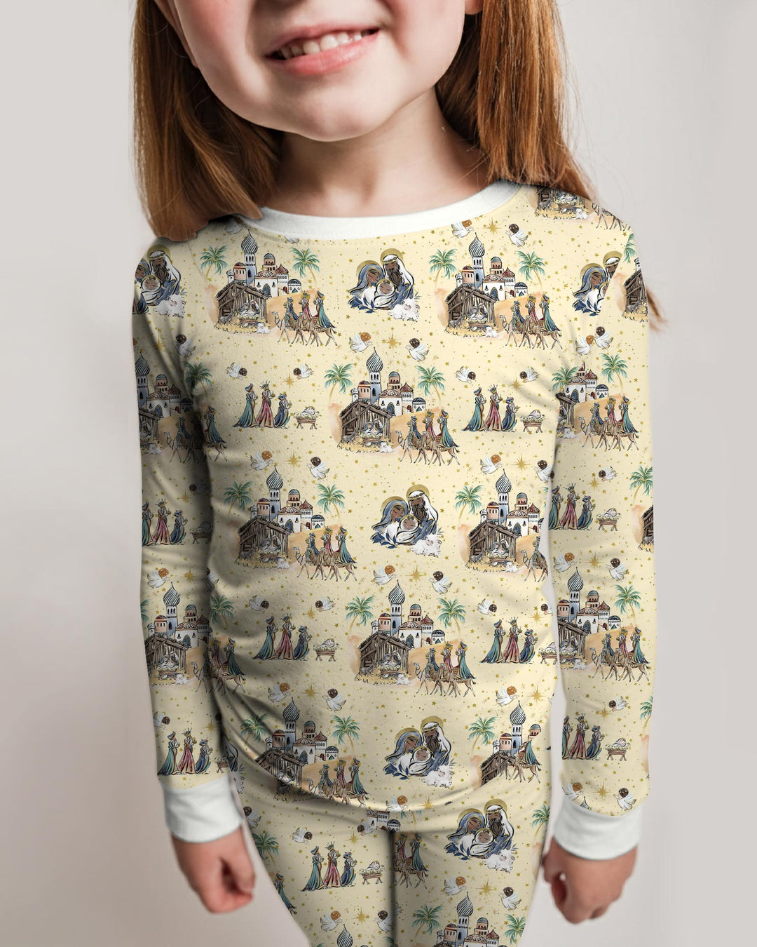 Nativity Christmas Family Matching Family Bamboo Two Piece Long Sleeve Pajama Set