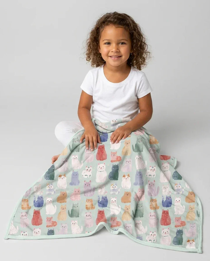 Enchanted Happy Kitty Family Matching Bamboo Blanket