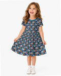 Retro Halloween Cat Bamboo Twirl Dress