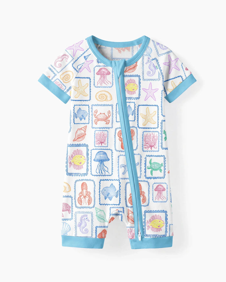 Coastal Treasures Family Matching Bamboo Shorty Zippy
