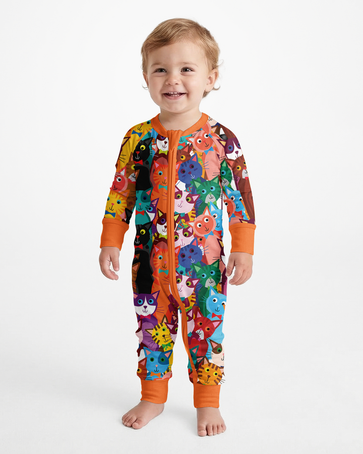 Colorful Cat Pattern Bamboo Convertible Zippy