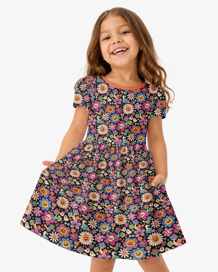 Halloween Flowers Bamboo Twirl Dress