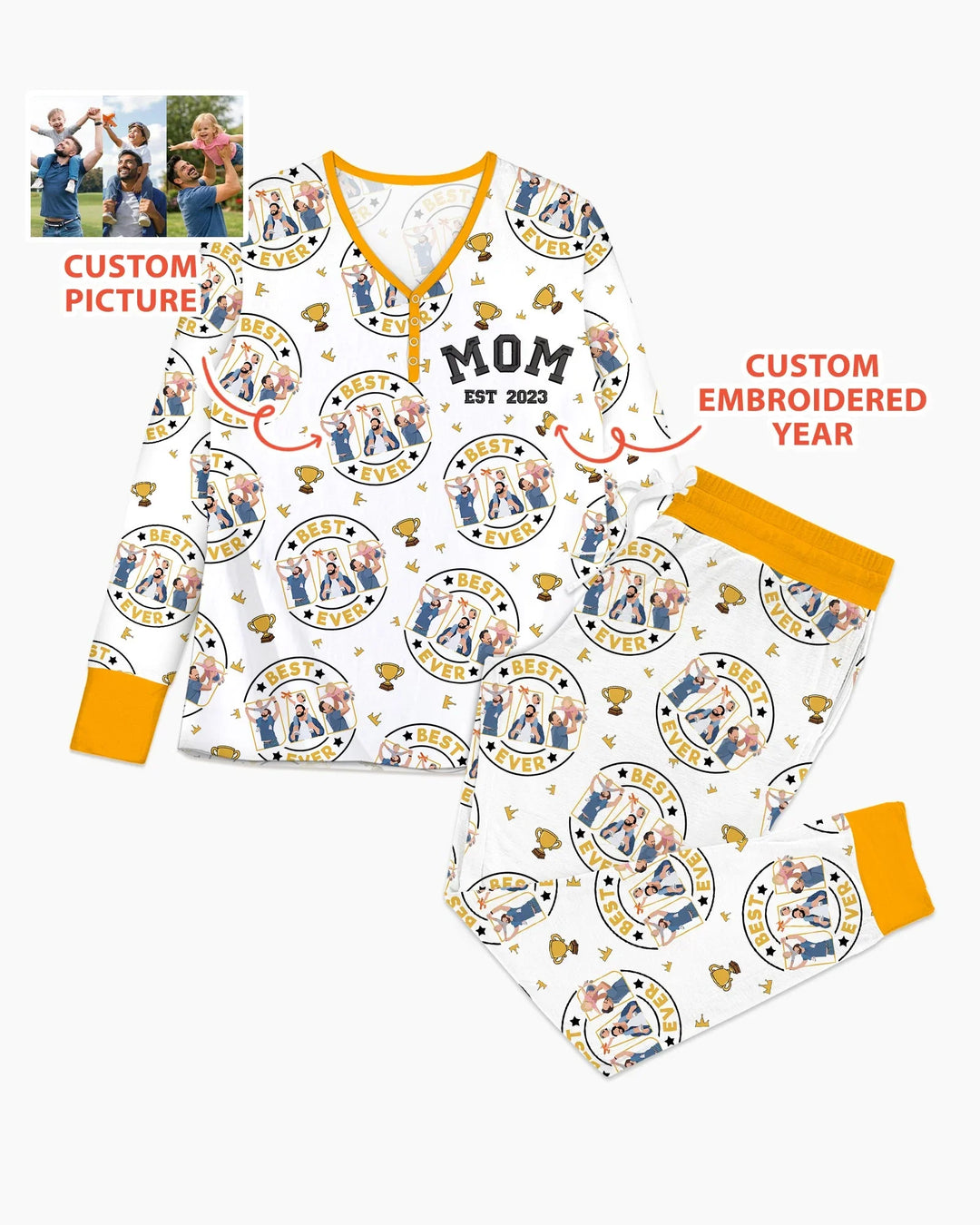 Personalized Family Matching Father's Day Embroidered Bamboo Women Pajama Set