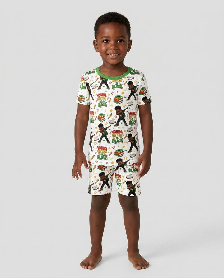Black Boy Young Gifted & Black Bamboo Two Piece Short Sleeve Shorts Pajama Set