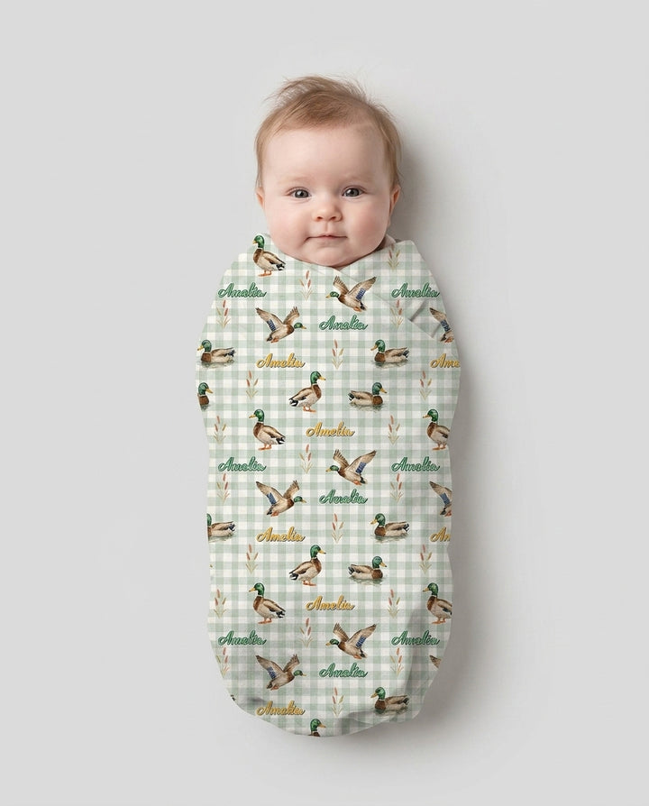 Mallard Duck Custom Name swaddle blanket
