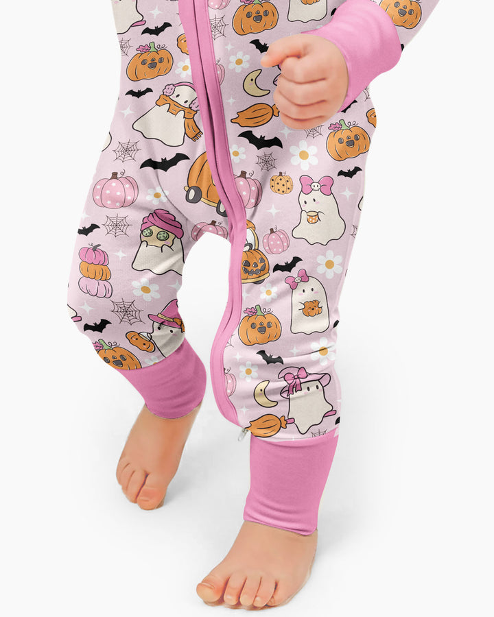 Pink Boo Patch Bamboo Convertible Zippy