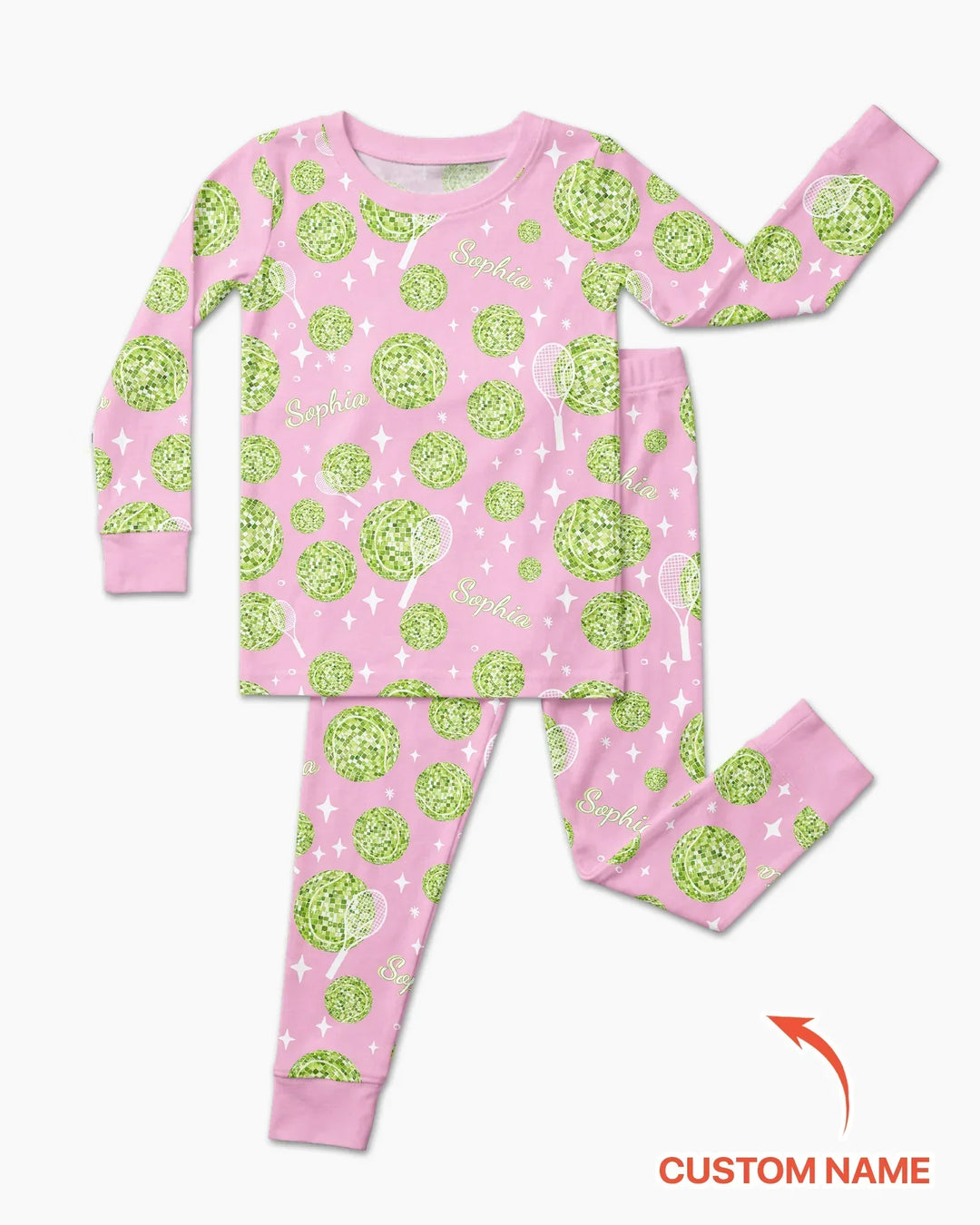 Tennis Disco Girl Party Matching Bamboo Two Piece Long Sleeve Pajama Set