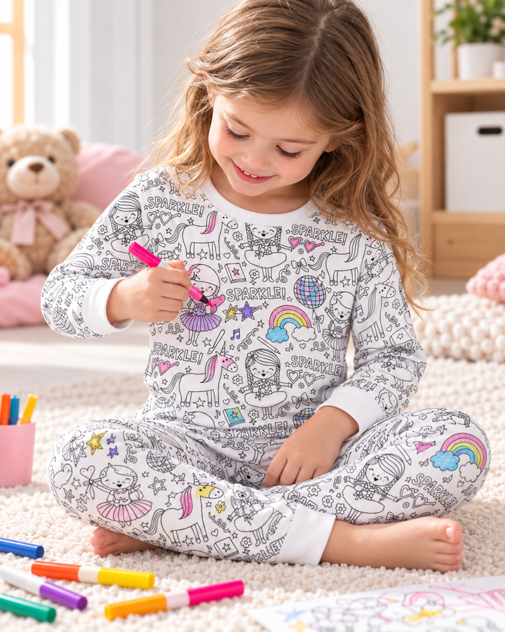 Little Princess Colorable Bamboo Two Piece Pyjamas Set