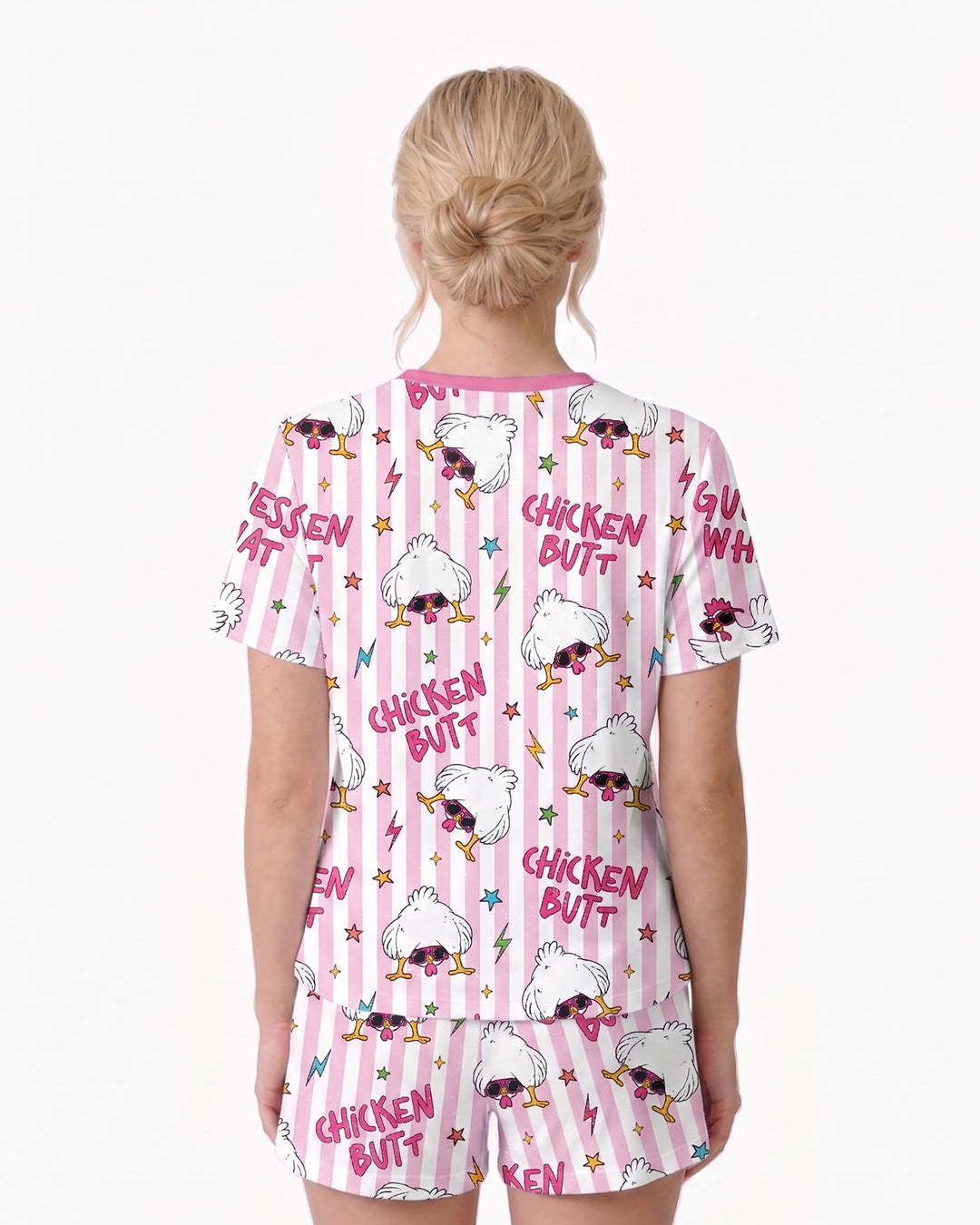 Guess What? Chicken Butt! Bamboo Women Short Sleeve Short Pajama Set