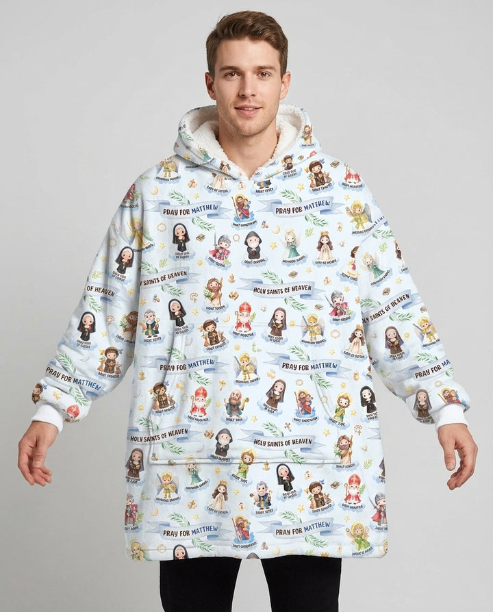 Holy Saints of Heaven Custom Name Bamboo Blanket Hoodie