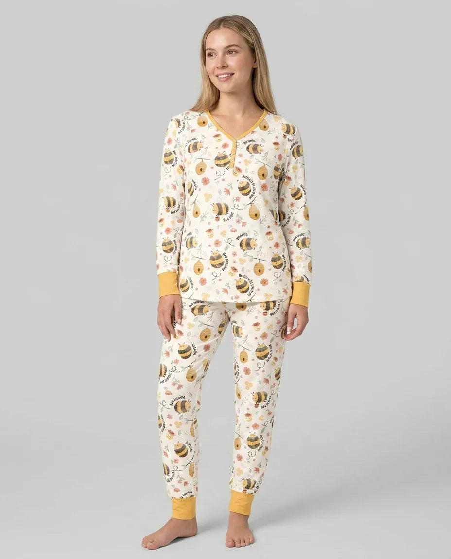 Bee Kind Custom Name Bamboo Women Pajama Set