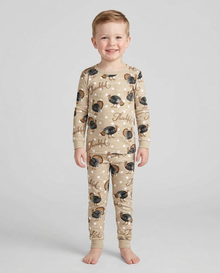 Turkey Thankful Bamboo Two Piece Long Sleeve Pajama Set