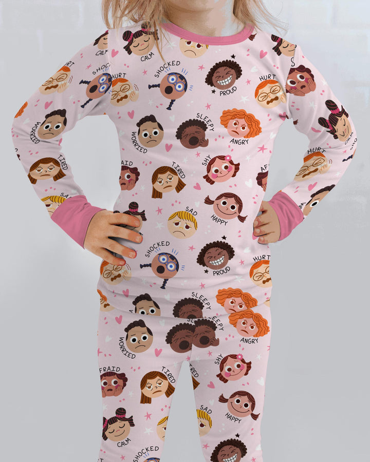 Feelings Vocabulary Bamboo Two Piece Long Sleeve Pajama Set