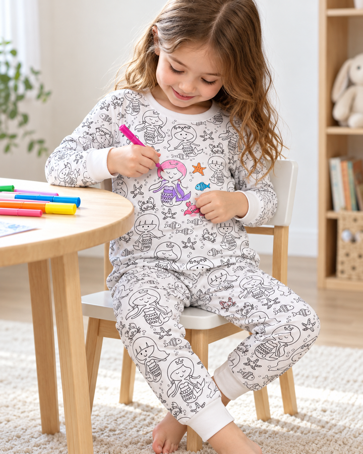 Little Mermaid Colorable Bamboo Two Piece Pyjamas Set