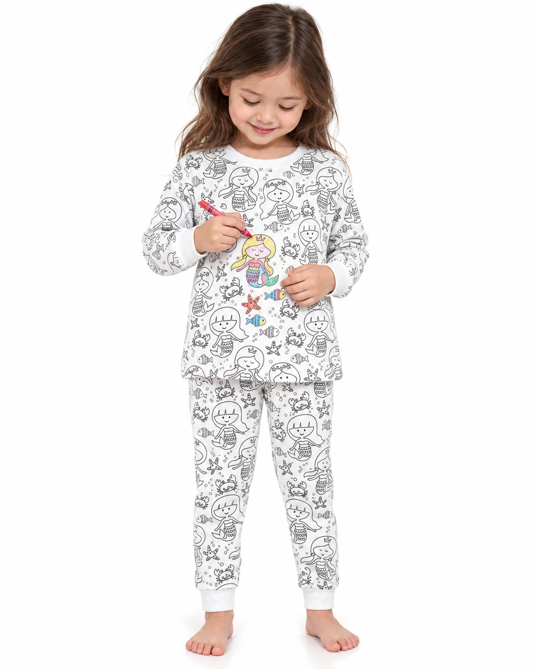 Little Mermaid Colorable Bamboo Two Piece Pyjamas Set