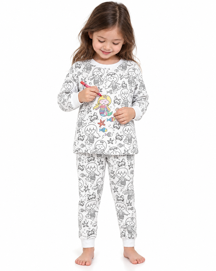 Little Mermaid Colorable Bamboo Two Piece Pyjamas Set