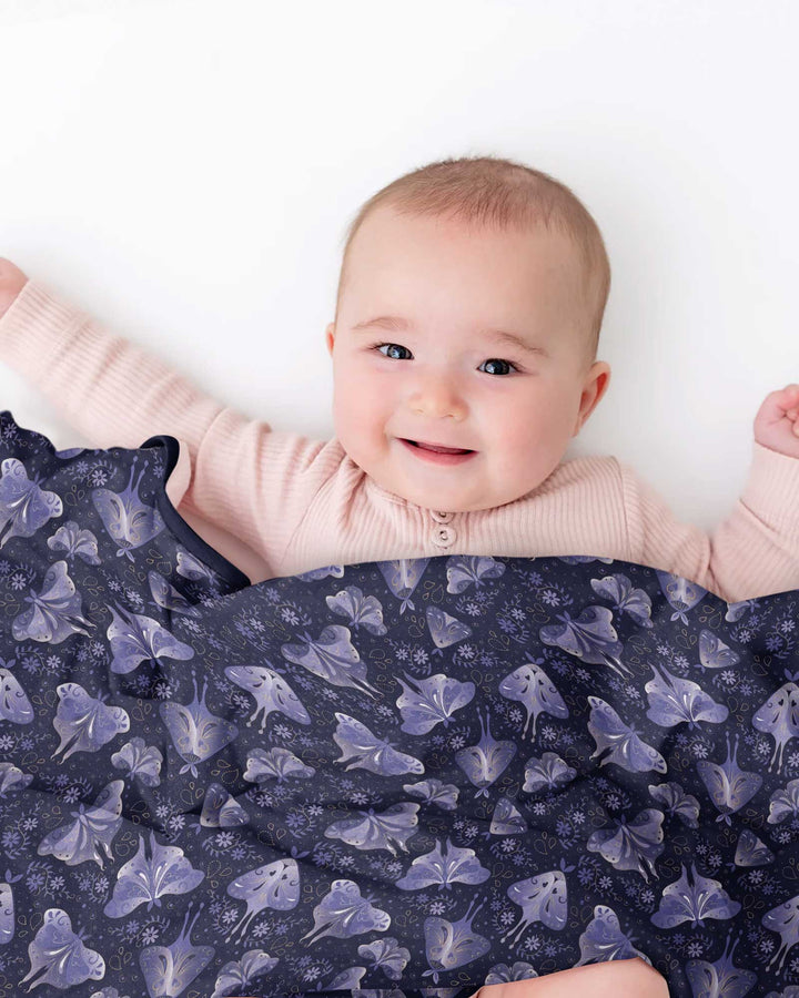 Very Peri Moths Bamboo Blanket