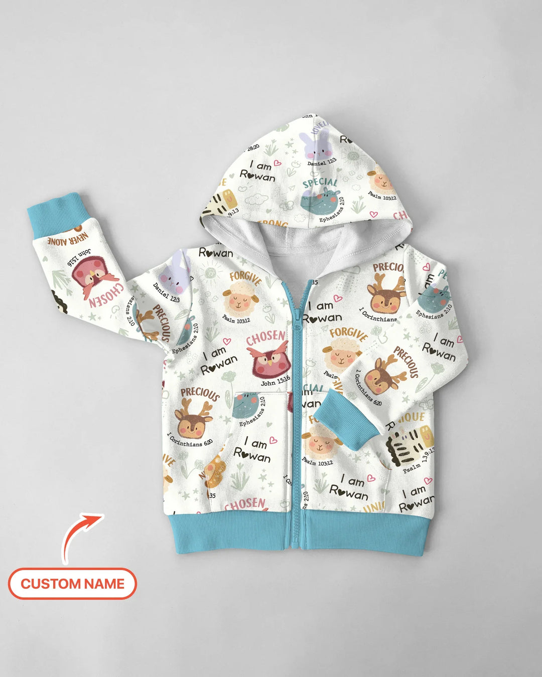 God’s Little Zoo Custom Name Bamboo Zip Hoodie