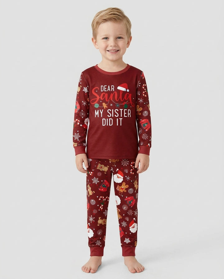 Personalized Dear Santa My Sister/Brother Did It Bamboo Two Piece Long Sleeve Pajama Set