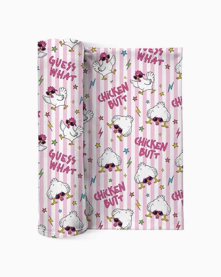 Guess What? Chicken Butt! swaddle blanket