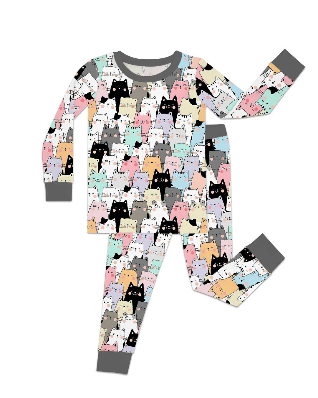 Purrfect Crowd Bamboo Two Piece Long Sleeve Pajama Set