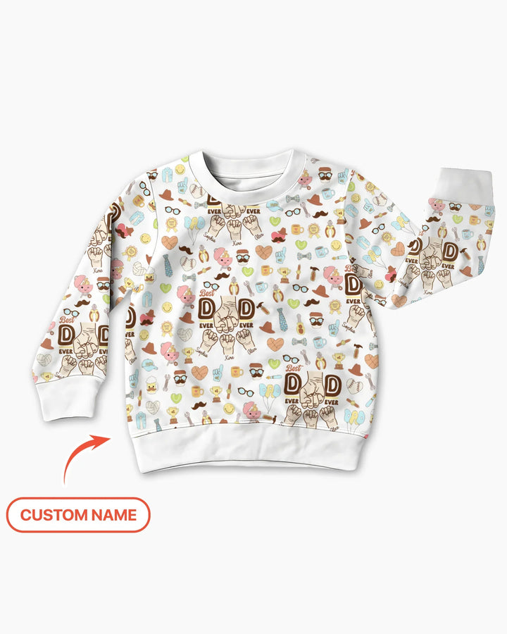 Custom Kids Name Best Dad Ever Bamboo Crewneck Sweatshirt