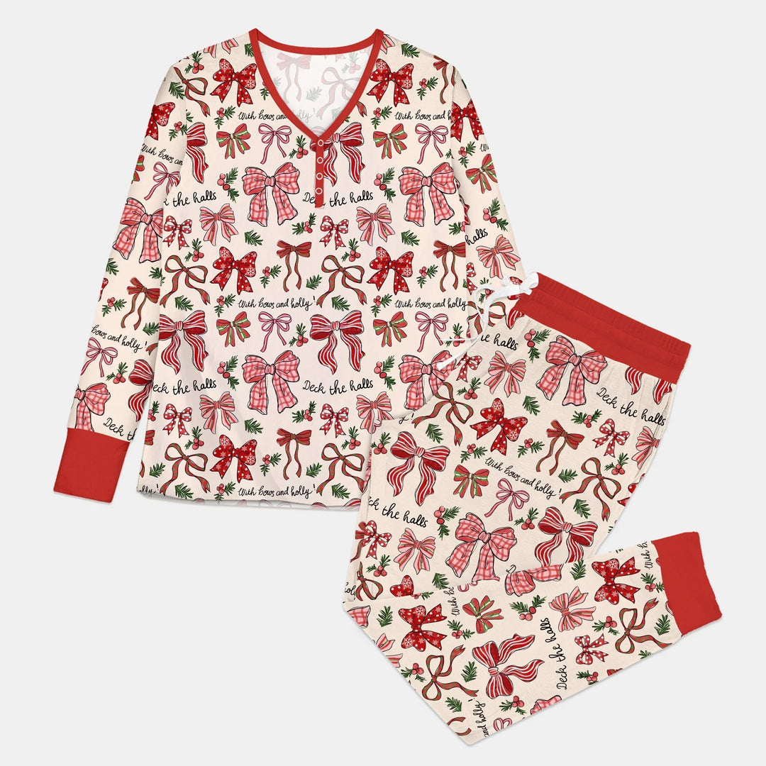 Coquette Christmas Bows Bamboo Women Pajama Set