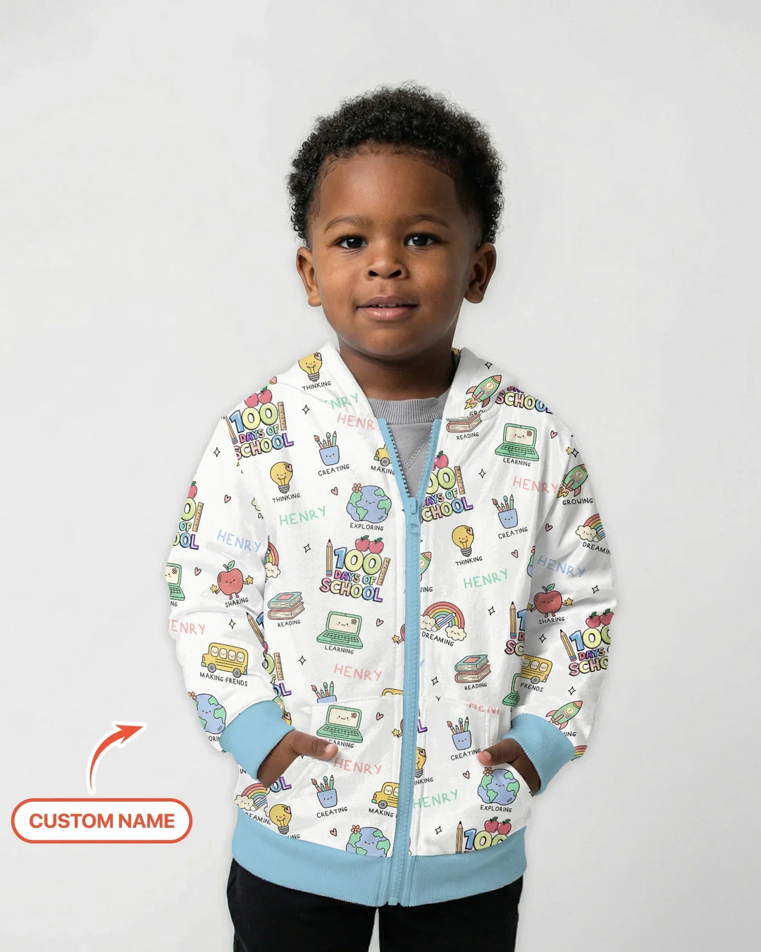Custom Name Celebration Hundred Days Bamboo Zip Hoodie