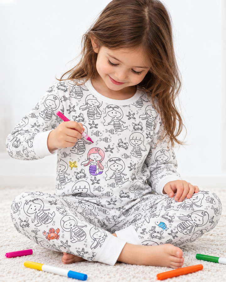 Little Mermaid Colorable Bamboo Two Piece Pyjamas Set