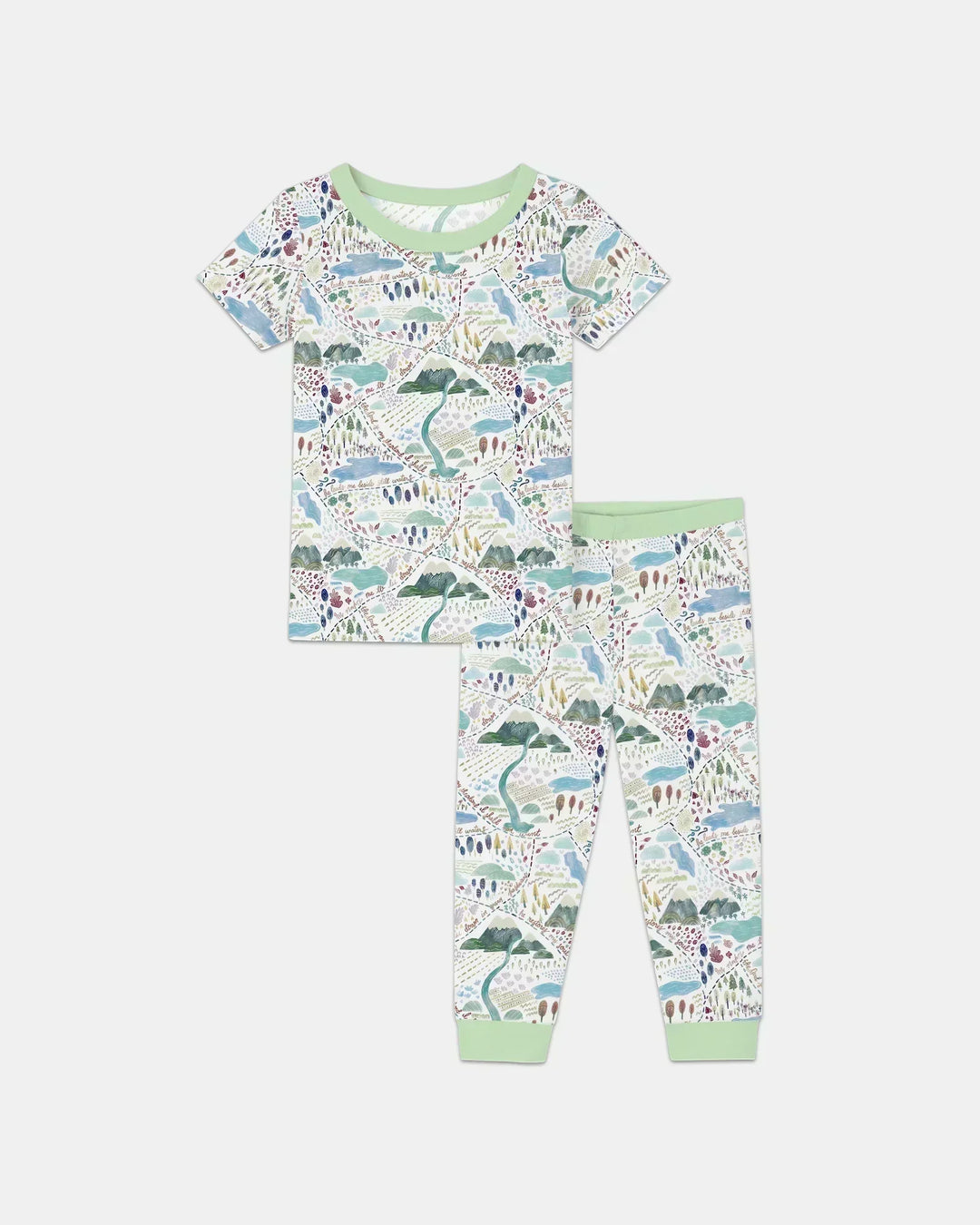 Whimsical Psalms 23 Map Bamboo Two Piece Short Sleeve Pajama Set