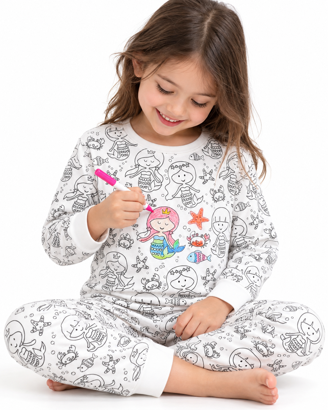 Little Mermaid Colorable Bamboo Two Piece Pyjamas Set