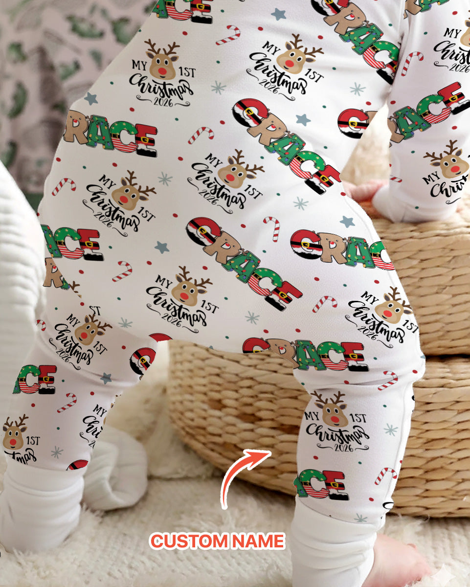 Custom Name My First Christmas 2026 Bamboo Convertible Zippy (G)